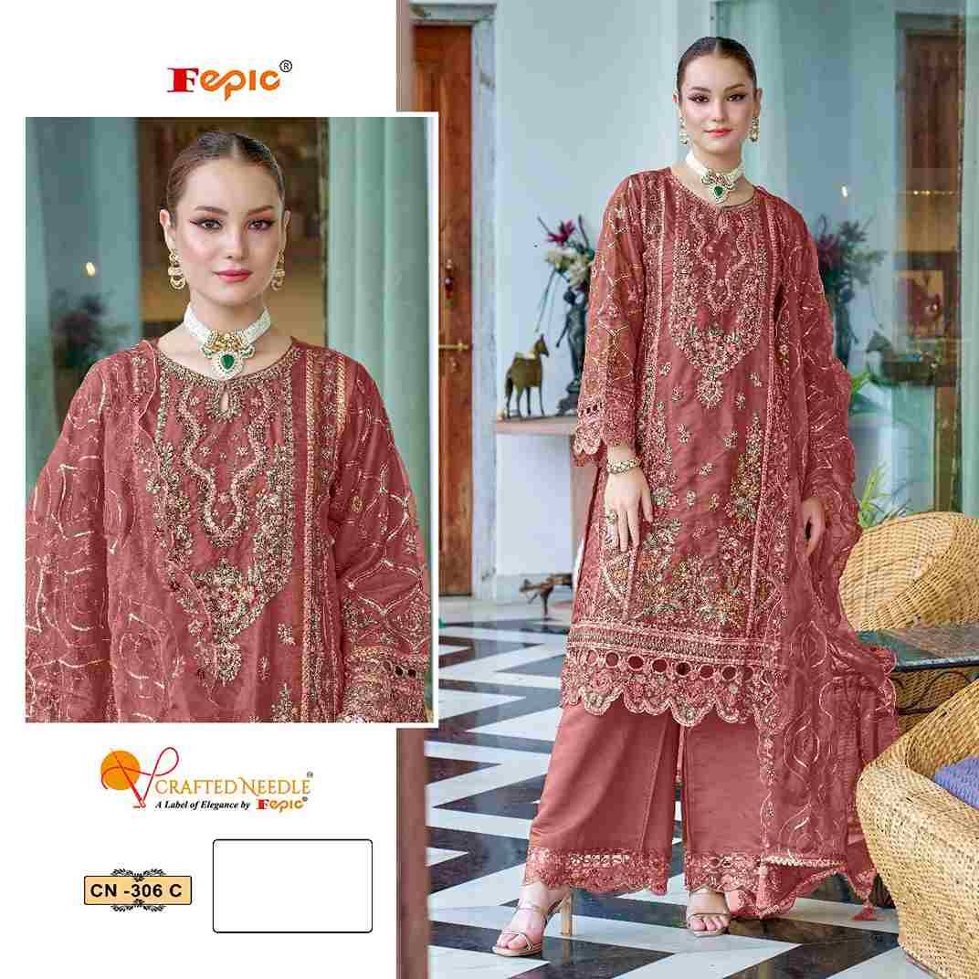 Fepic 306 Colours By Fepic 306-A To 306-C Series Beautiful Pakistani Suits Colorful Stylish Fancy Casual Wear & Ethnic Wear Organza Embroidered Dresses At Wholesale Price