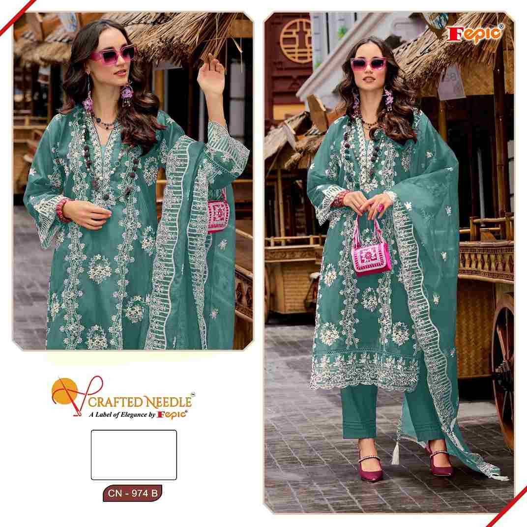 Fepic 974 Colours By Fepic 974-A To 974-D Series Beautiful Pakistani Suits Colorful Stylish Fancy Casual Wear & Ethnic Wear Organza Embroidered Dresses At Wholesale Price