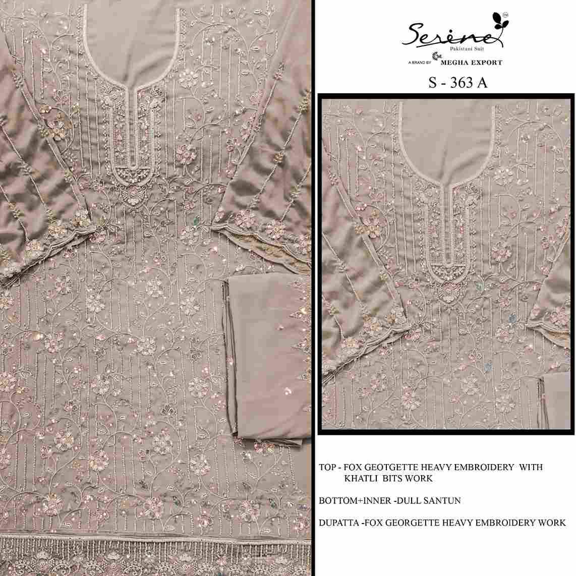 Serene Hit Design S-363 Colours By Serene S-363-A To S-363-D Series Designer Pakistani Suits Beautiful Fancy Colorful Stylish Party Wear & Occasional Wear Faux Georgette Embroidered Dresses At Wholesale Price