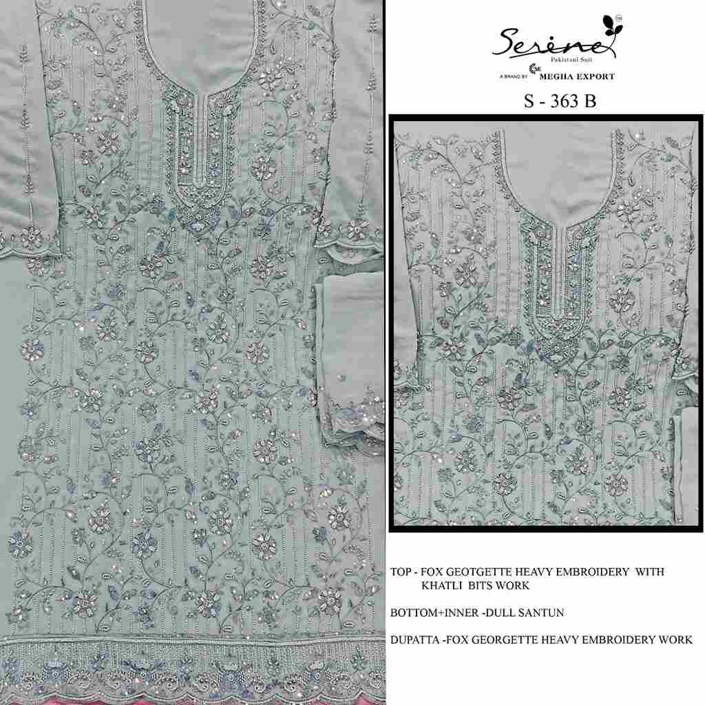 Serene Hit Design S-363 Colours By Serene S-363-A To S-363-D Series Designer Pakistani Suits Beautiful Fancy Colorful Stylish Party Wear & Occasional Wear Faux Georgette Embroidered Dresses At Wholesale Price