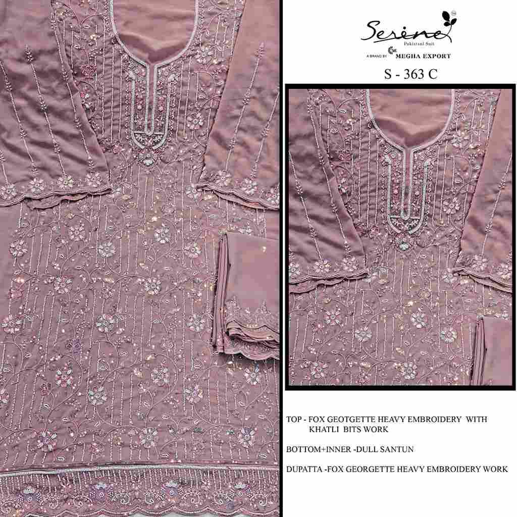 Serene Hit Design S-363 Colours By Serene S-363-A To S-363-D Series Designer Pakistani Suits Beautiful Fancy Colorful Stylish Party Wear & Occasional Wear Faux Georgette Embroidered Dresses At Wholesale Price