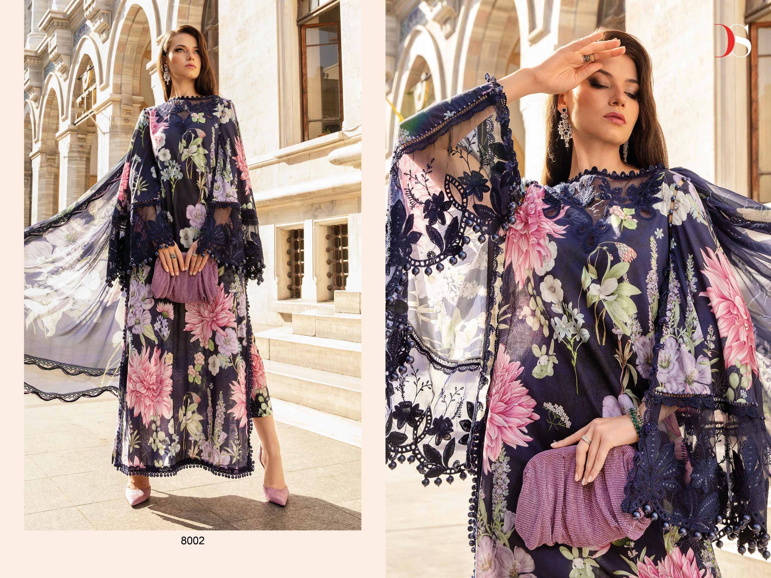 Maria.B. Mprint-24 Vol-4 By Deepsy Suits 8001 To 8006 Series Pakistani Stylish Beautiful Colourful Printed & Embroidered Party Wear & Occasional Wear Pure Cotton Dresses At Wholesale Price