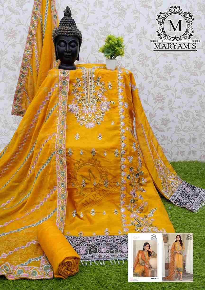 Maryams 167 Colours By Maryams 167-A To 167-E Series Pakistani Suits Beautiful Fancy Colorful Stylish Party Wear & Occasional Wear Soft Organza Embroidery Dresses At Wholesale Price