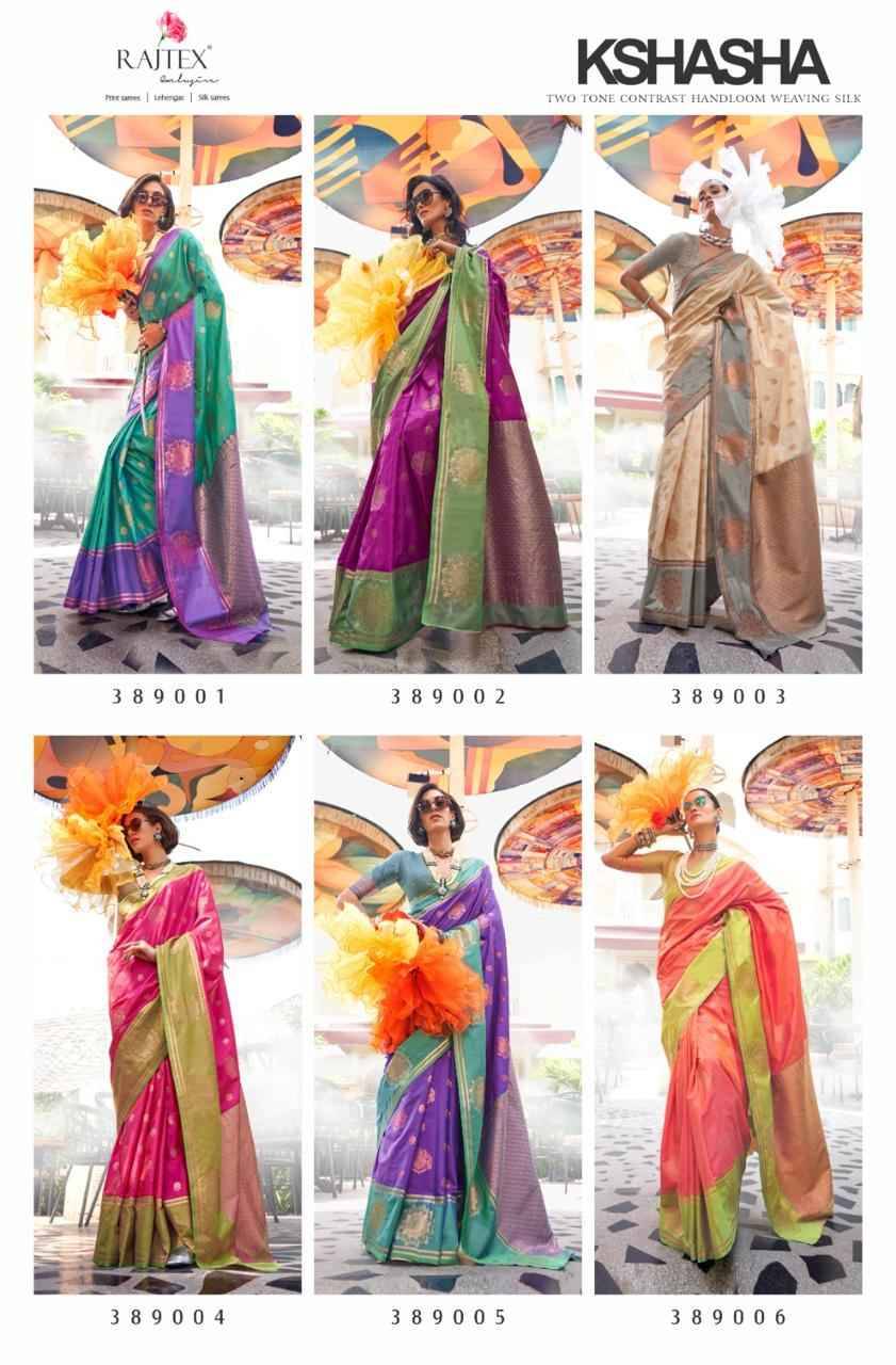 Kshasha By Raj Tex 389001 To 389006 Series Indian Traditional Wear Collection Beautiful Stylish Fancy Colorful Party Wear & Occasional Wear Silk Sarees At Wholesale Price