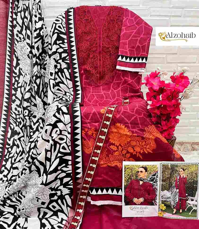 Alzohaib-1100 Colours By Alzohaib 1100-A To 1100-B Series Wholesale Designer Pakistani Suits Collection Beautiful Stylish Fancy Colorful Party Wear & Occasional Wear Pure Cotton Dresses At Wholesale Price