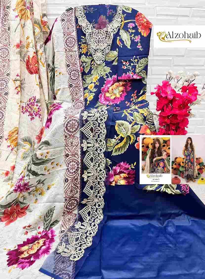 Alzohaib-1098 Colours By Alzohaib 1098-A To 1098-C Series Wholesale Designer Pakistani Suits Collection Beautiful Stylish Fancy Colorful Party Wear & Occasional Wear Pure Cotton Dresses At Wholesale Price