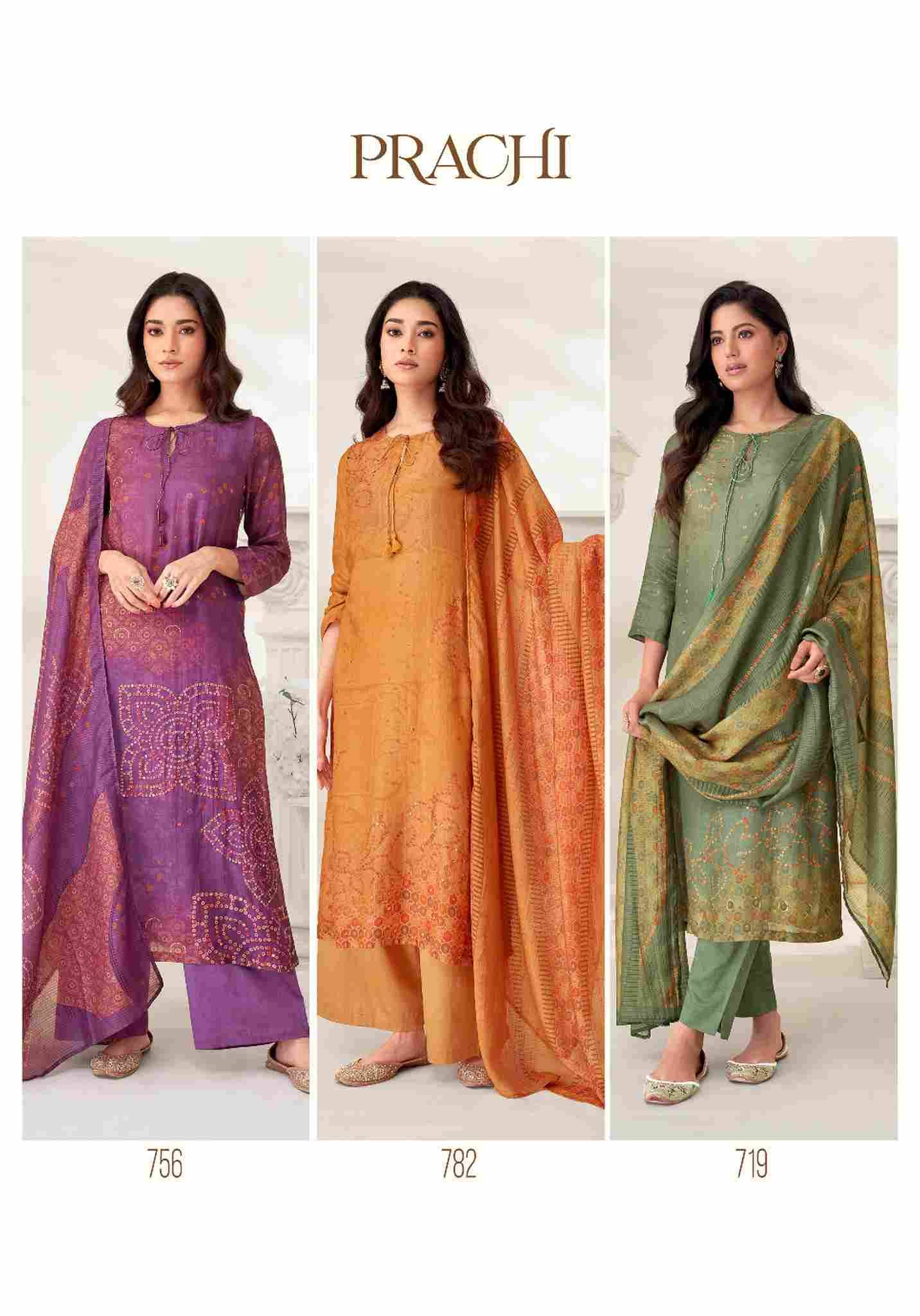 Prachi By Itrana Beautiful Festive Suits Colorful Stylish Fancy Casual Wear & Ethnic Wear Pure Muslin Silk Dresses At Wholesale Price