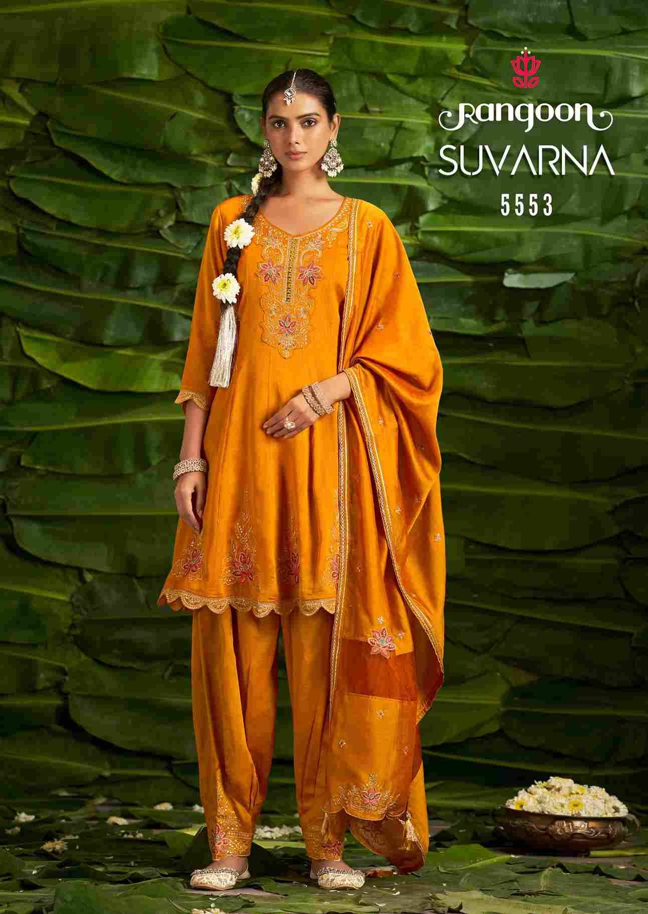 Suvarna By Rangoon 5551 To 5554 Series Beautiful Stylish Festive Suits Fancy Colorful Casual Wear & Ethnic Wear & Ready To Wear Silk With Work Dresses At Wholesale Price