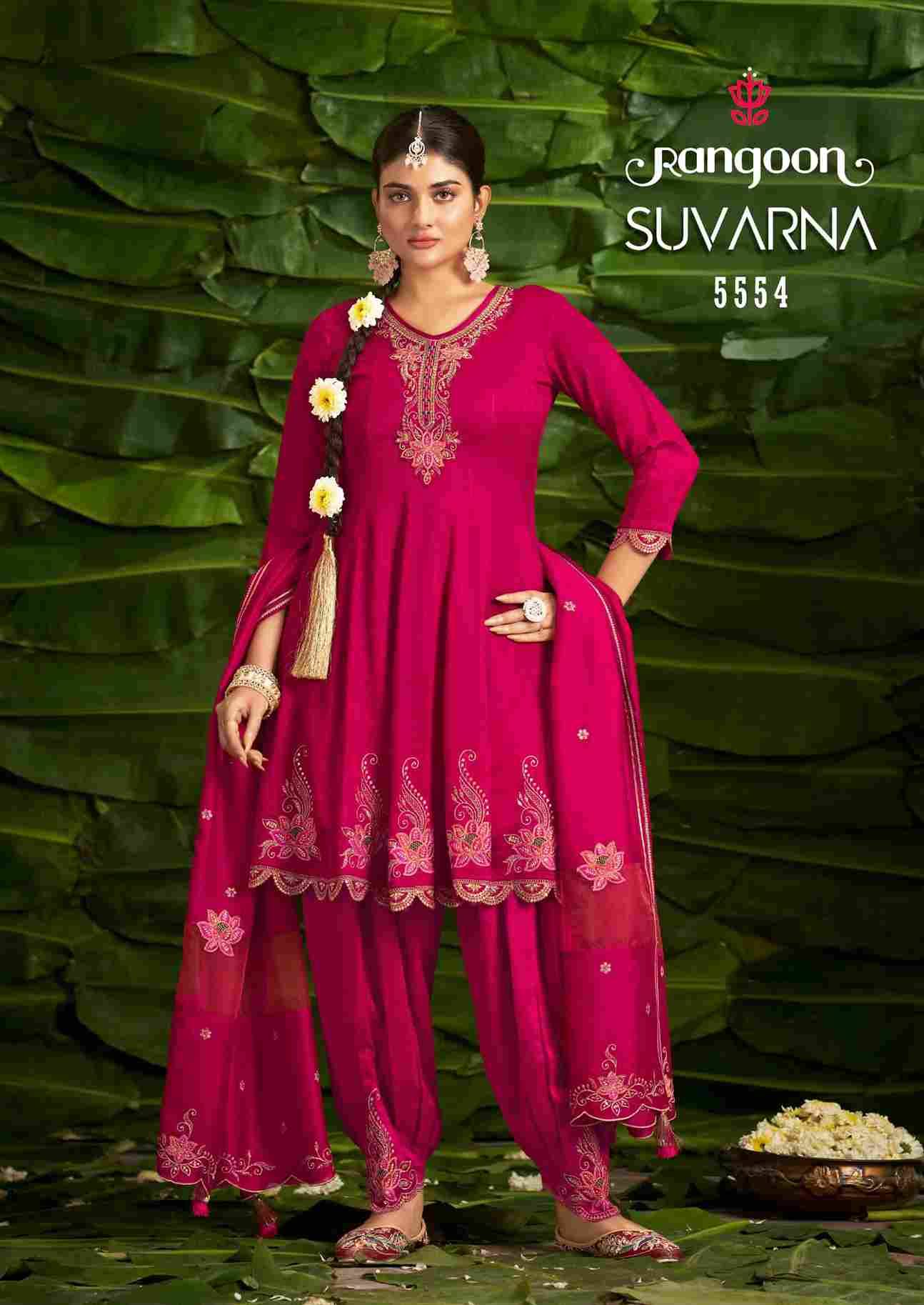 Suvarna By Rangoon 5551 To 5554 Series Beautiful Stylish Festive Suits Fancy Colorful Casual Wear & Ethnic Wear & Ready To Wear Silk With Work Dresses At Wholesale Price