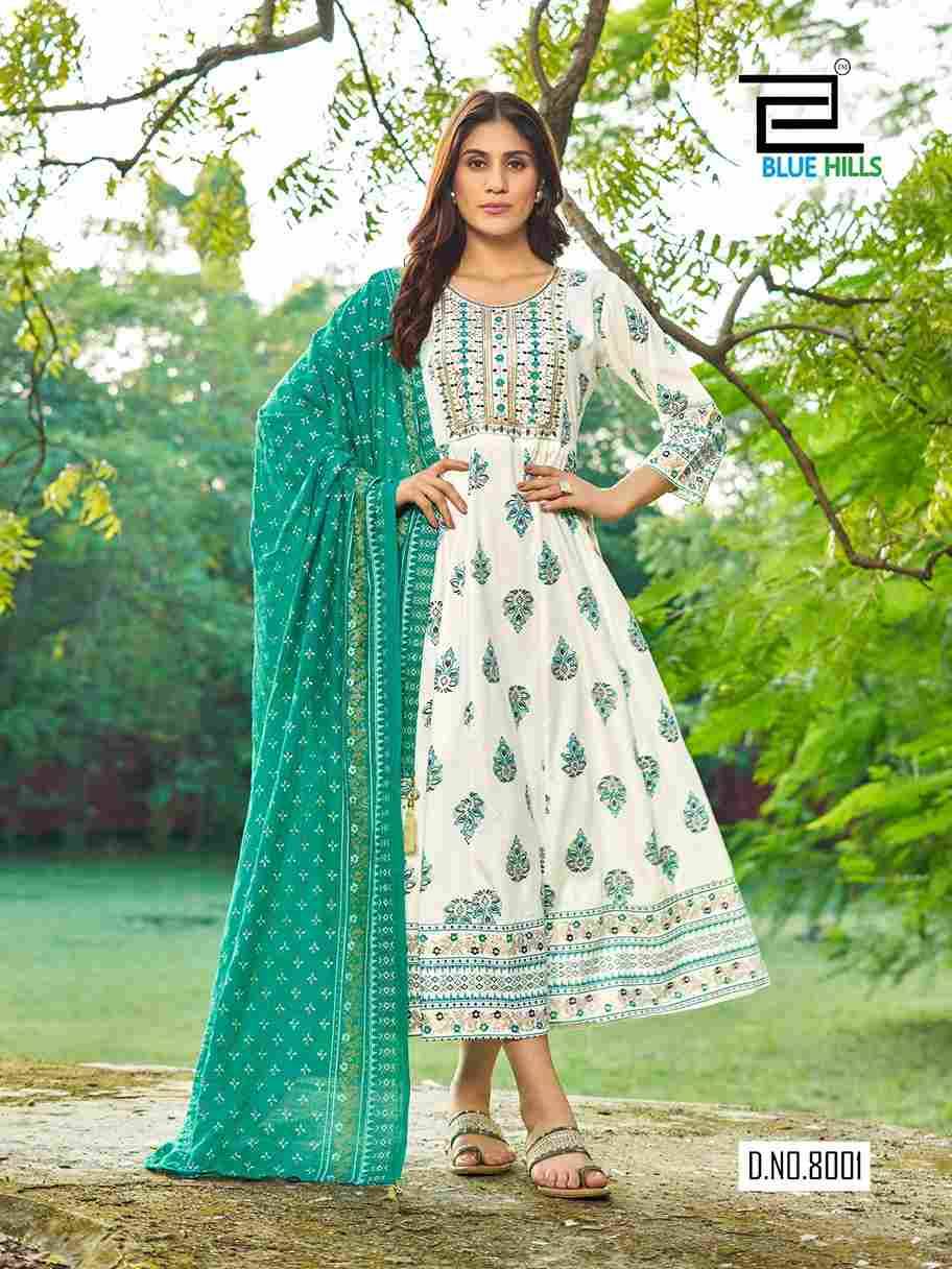 White House Vol-4 By Blue Hills 8001 To 8002 Series Designer Stylish Fancy Colorful Beautiful Party Wear & Ethnic Wear Collection Rayon Foil Gown With Dupatta At Wholesale Price