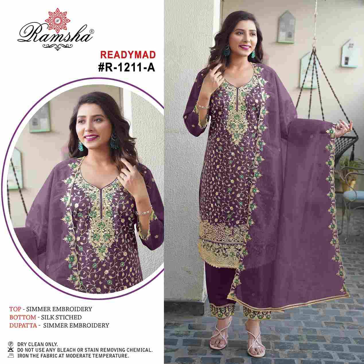 Ramsha 1211 Colours By Ramsha 1211-A To 1211-D Series Beautiful Pakistani Suits Colorful Stylish Fancy Casual Wear & Ethnic Wear Simmer Dresses At Wholesale Price