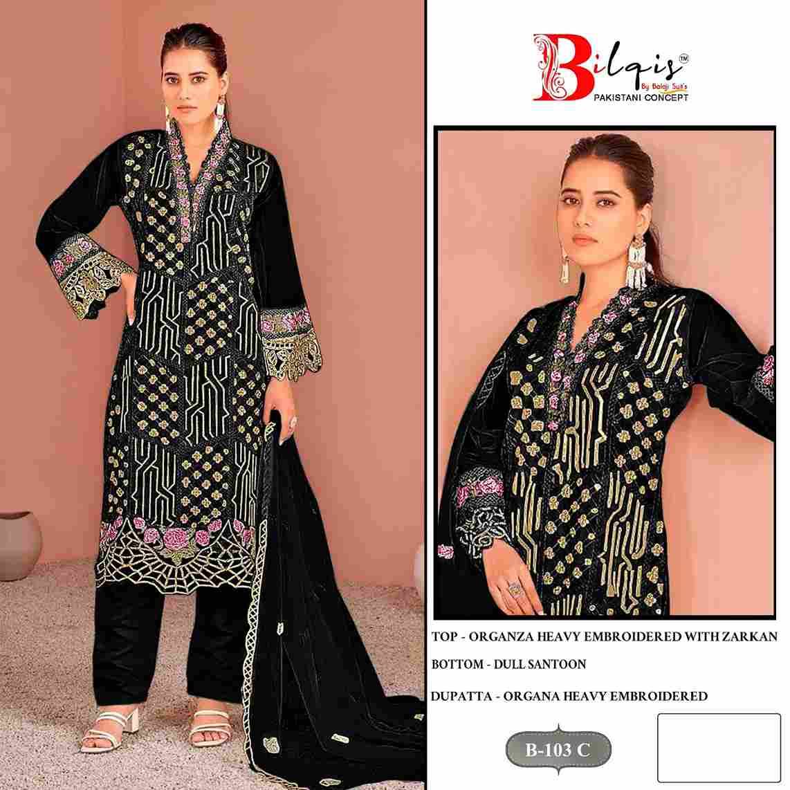 Bilqis 103 Colours By Bilqis 103-A To 103-D Series Beautiful Pakistani Suits Stylish Fancy Colorful Party Wear & Occasional Wear Organza Embroidery Dresses At Wholesale Price