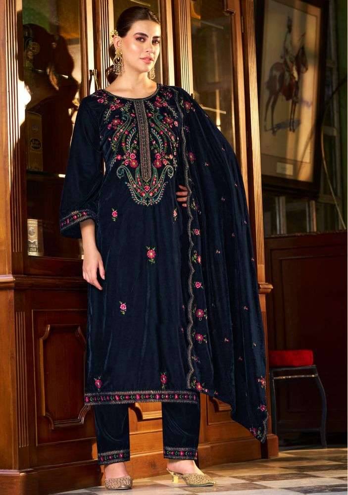 Naaz By Belliza 972-001 To 972-004 Series Beautiful Festive Suits Stylish Fancy Colorful Casual Wear & Ethnic Wear Pure Velvet Print Dresses At Wholesale Price