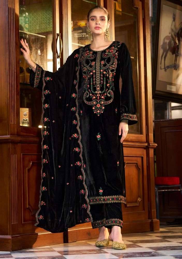 Naaz By Belliza 972-001 To 972-004 Series Beautiful Festive Suits Stylish Fancy Colorful Casual Wear & Ethnic Wear Pure Velvet Print Dresses At Wholesale Price