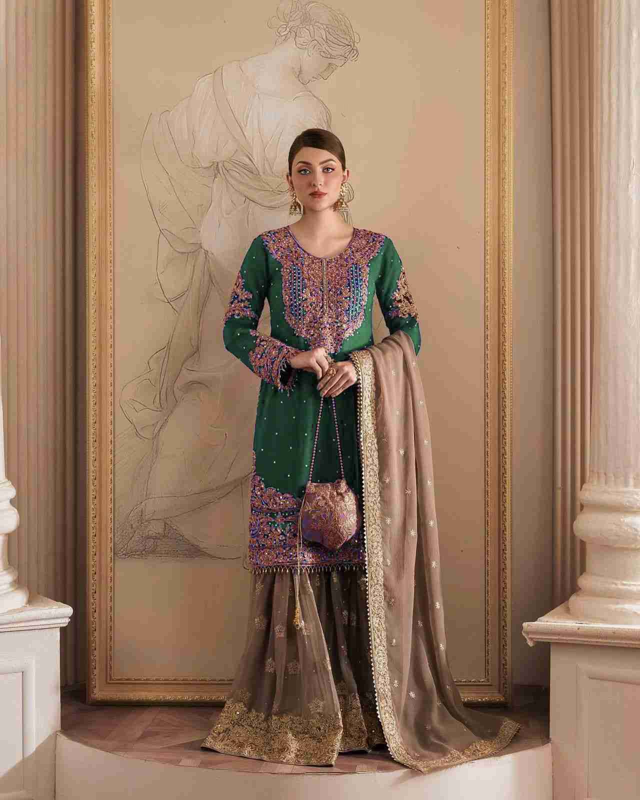 K-1486 By Fashid Wholesale 01 To 02 Series Sharara Beautiful Stylish Fancy Colorful Casual Wear & Ethnic Wear Faux Georgette Dresses At Wholesale Price