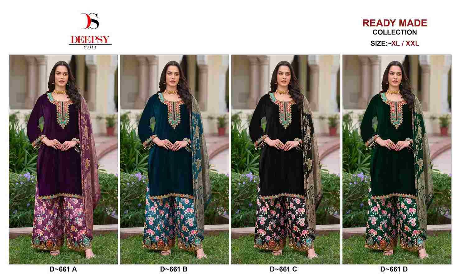 Deepsy Hit Design 661 Colours By Deepsy Suits 661-A To 661-D Series Pakistani Suits Beautiful Fancy Colorful Stylish Party Wear & Occasional Wear Velvet Embroidery Dresses At Wholesale Price