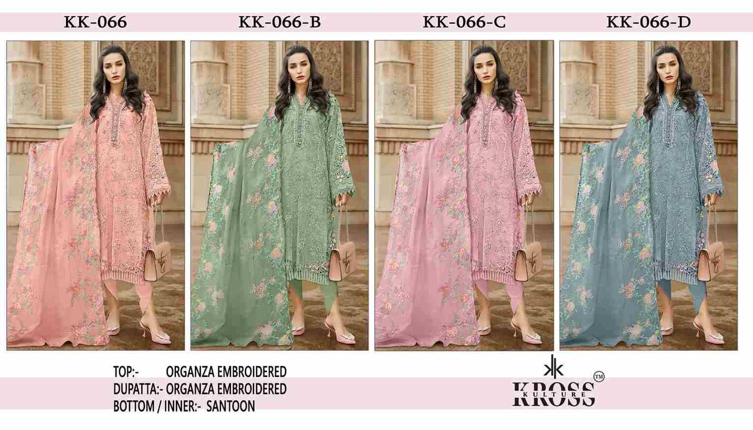 Kross Kulture Hit Design 066 Colours By Kross Kulture 066-A To 066-D Series Beautiful Pakistani Suits Colorful Stylish Fancy Casual Wear & Ethnic Wear Organza With Embroidered Dresses At Wholesale Price