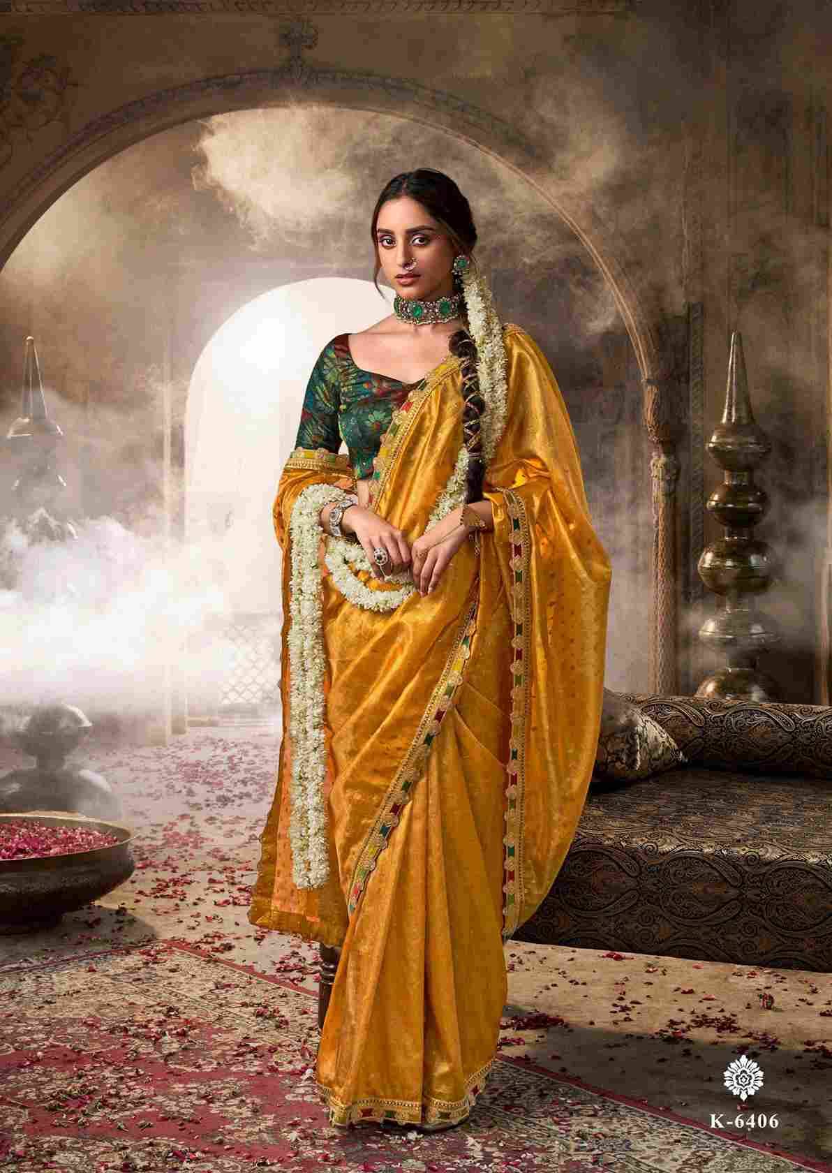 Kavyasachi By Kira 6401 To 6406 Series Indian Traditional Wear Collection Beautiful Stylish Fancy Colorful Party Wear & Occasional Wear Pure Tissue Sarees At Wholesale Price