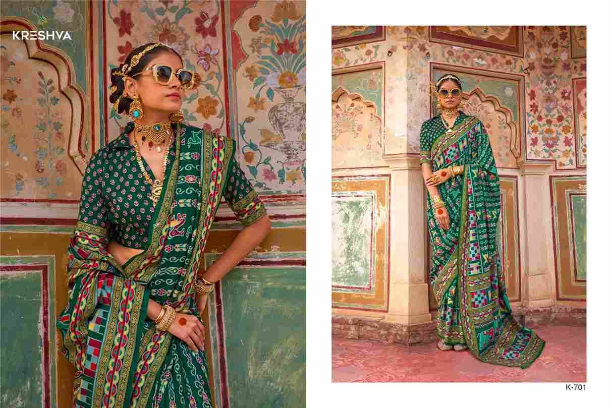 Maha-Nandi By Kreshva 701 To 706 Series Indian Traditional Wear Collection Beautiful Stylish Fancy Colorful Party Wear & Occasional Wear Silk Sarees At Wholesale Price