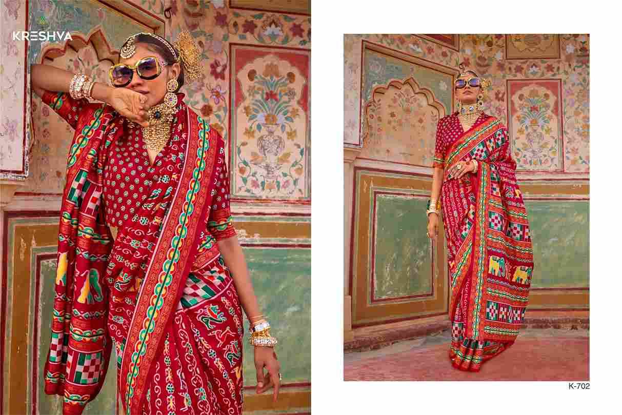 Maha-Nandi By Kreshva 701 To 706 Series Indian Traditional Wear Collection Beautiful Stylish Fancy Colorful Party Wear & Occasional Wear Silk Sarees At Wholesale Price