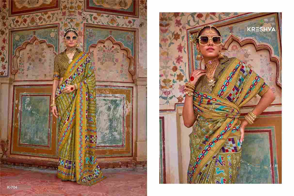 Maha-Nandi By Kreshva 701 To 706 Series Indian Traditional Wear Collection Beautiful Stylish Fancy Colorful Party Wear & Occasional Wear Silk Sarees At Wholesale Price