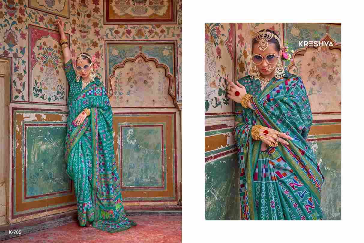 Maha-Nandi By Kreshva 701 To 706 Series Indian Traditional Wear Collection Beautiful Stylish Fancy Colorful Party Wear & Occasional Wear Silk Sarees At Wholesale Price