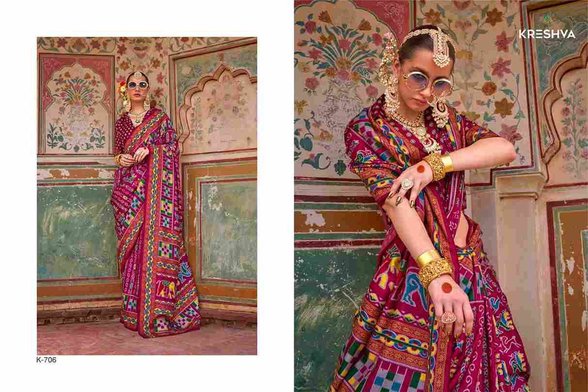 Maha-Nandi By Kreshva 701 To 706 Series Indian Traditional Wear Collection Beautiful Stylish Fancy Colorful Party Wear & Occasional Wear Silk Sarees At Wholesale Price