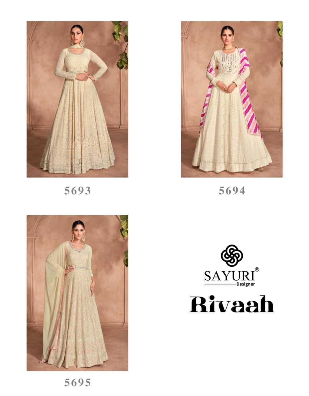 Rivaah By Sayuri 5693 To 5695 Series Designer Stylish Fancy Colorful Beautiful Party Wear & Ethnic Wear Collection Georgette Gown With Dupatta At Wholesale Price