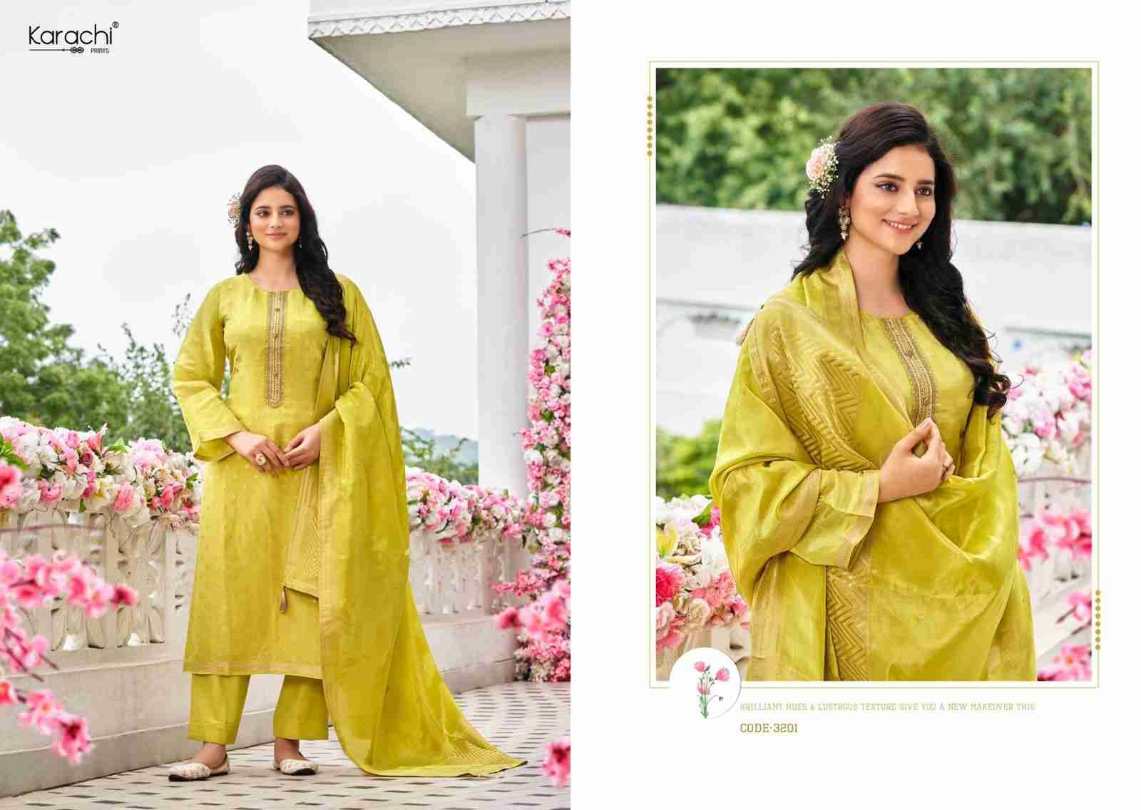 Bahaar By Karachi Prints 3201 To 3204 Series Festive Suits Beautiful Fancy Colorful Stylish Party Wear & Occasional Wear Pure Silk Jacquard Dresses At Wholesale Price