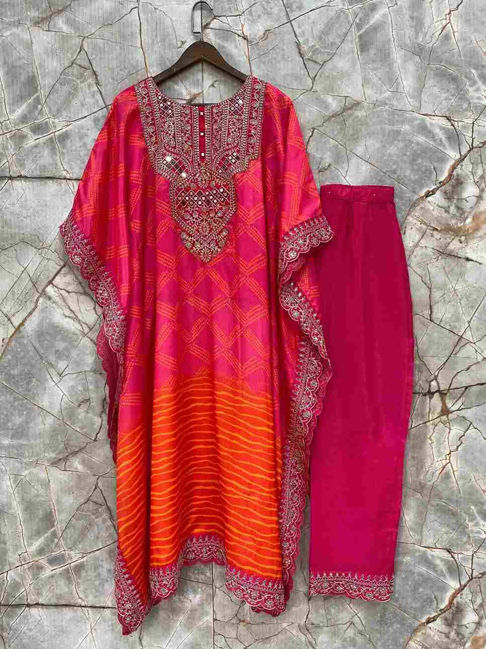 L-1882 By Fashid Wholesale Designer Stylish Fancy Colorful Beautiful Party Wear & Ethnic Wear Collection Chinnon Kaftan At Wholesale Price