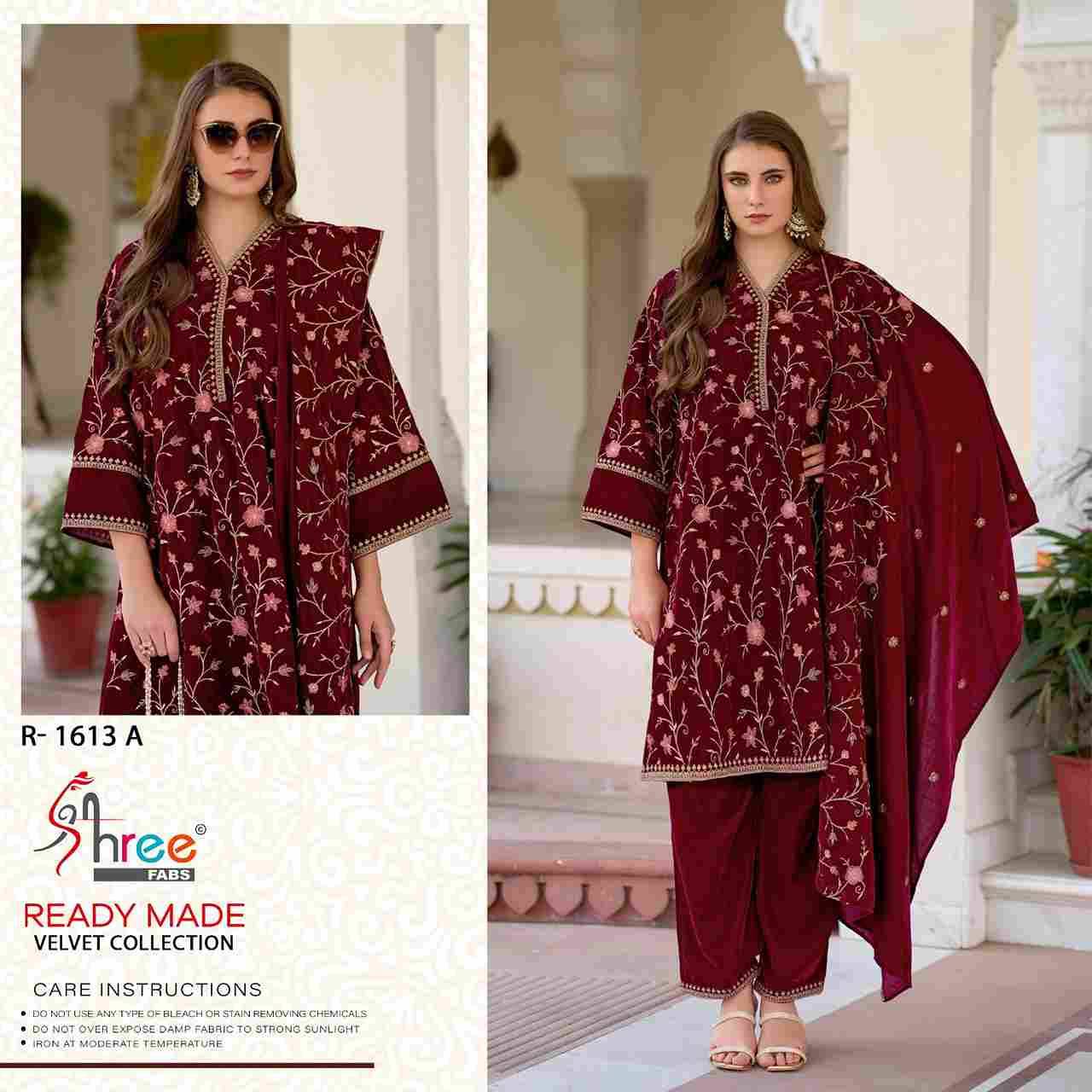 Shree Fabs Hit Design R-1613 Colours By Shree Fabs R-1613-A To R-1613-D Series Beautiful Pakistani Suits Stylish Fancy Colorful Party Wear & Occasional Wear Velvet Embroidered Dresses At Wholesale Price