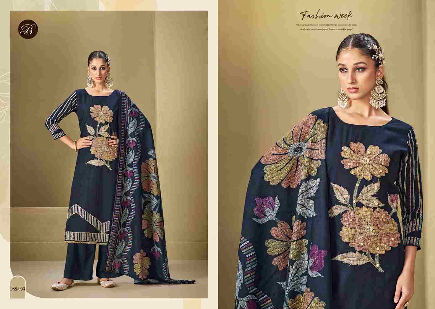 Manzil By Belliza 988-001 To 988-004 Series Beautiful Festive Suits Stylish Fancy Colorful Casual Wear & Ethnic Wear Pure Viscose Rayon Print Dresses At Wholesale Price