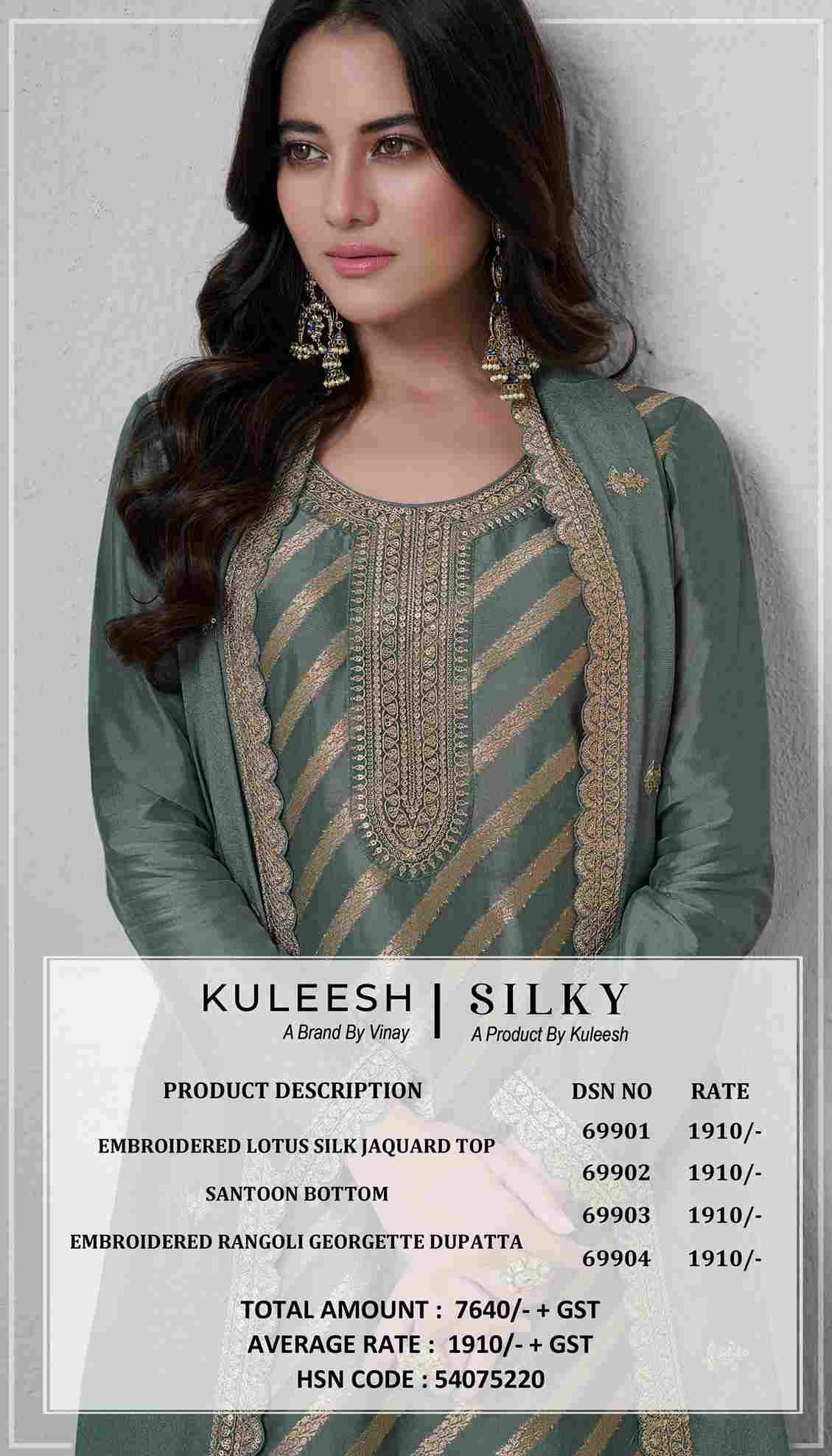 Silky By Vinay Fashion 69901 To 69904 Series Designer Festive Suits Collection Beautiful Stylish Fancy Colorful Party Wear & Occasional Wear Silk Jacquard Dresses At Wholesale Price