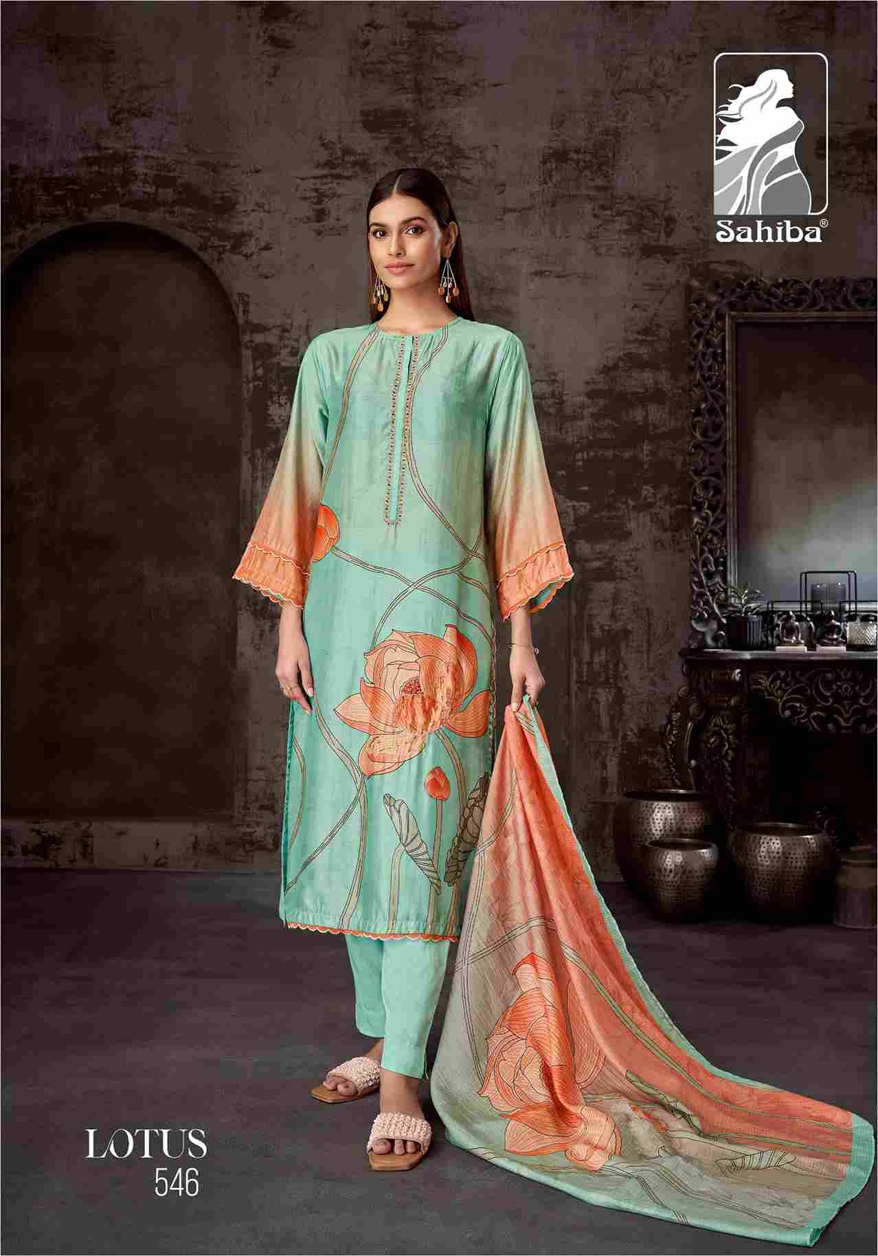 Lotus By Sahiba Fabrics Beautiful Festive Suits Colorful Stylish Fancy Casual Wear & Ethnic Wear Pure Muslin Silk Dresses At Wholesale Price