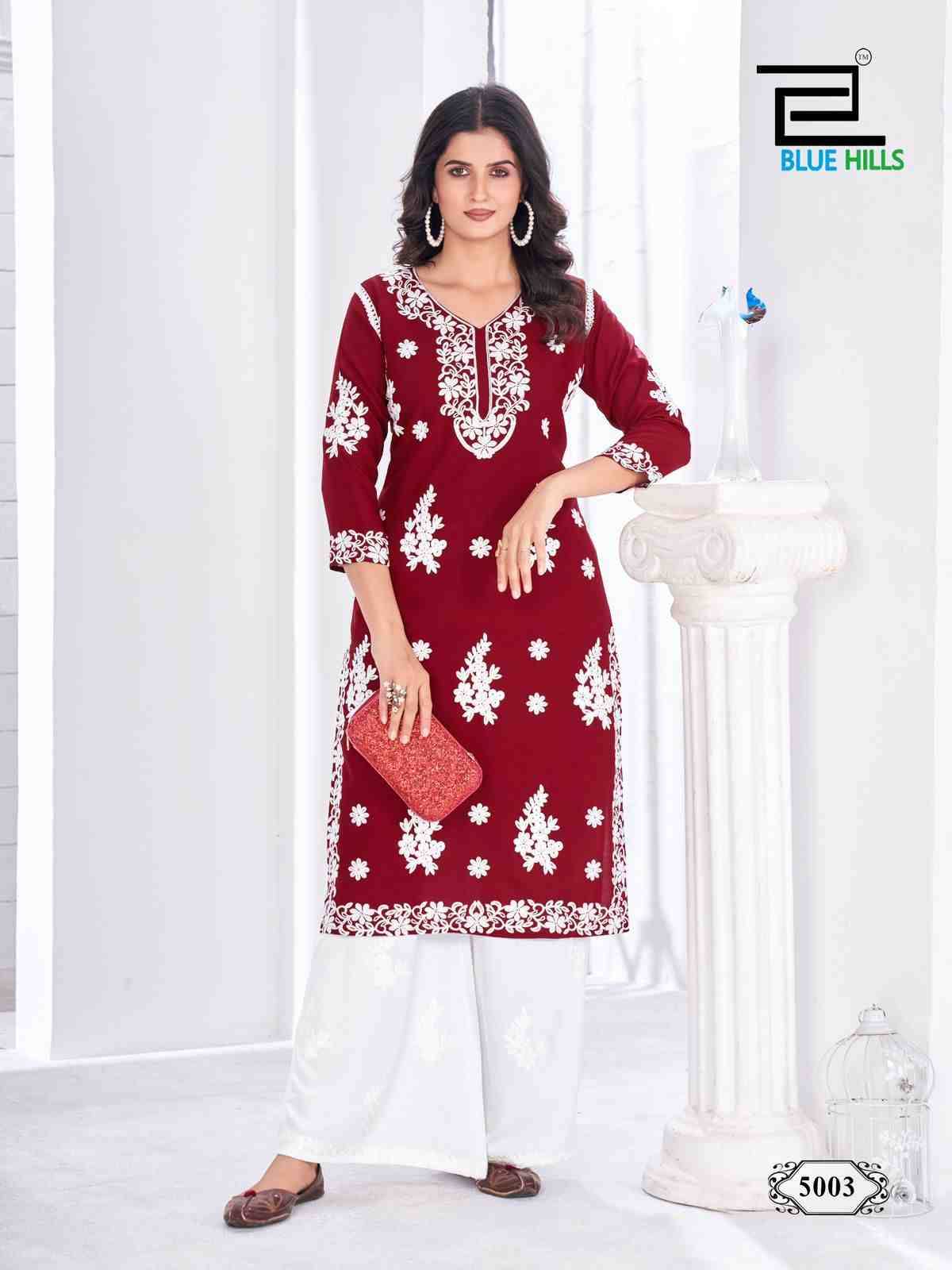 Victoria Vol-5 By Blue Hills 5001 To 5006 Series Designer Stylish Fancy Colorful Beautiful Party Wear & Ethnic Wear Collection Rayon Kurtis With Bottom At Wholesale Price