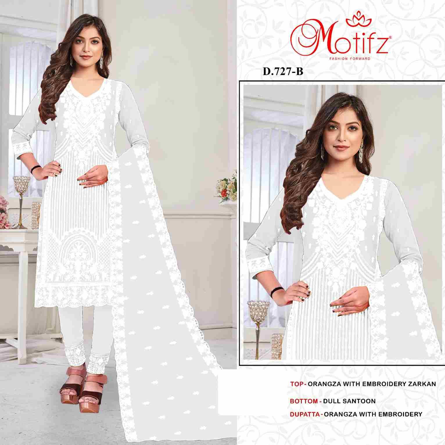 Motifz Hit Design 727 Colours By Motifz 727-A To 727-D Series Beautiful Pakistani Suits Colorful Stylish Fancy Casual Wear & Ethnic Wear Organza Dresses At Wholesale Price