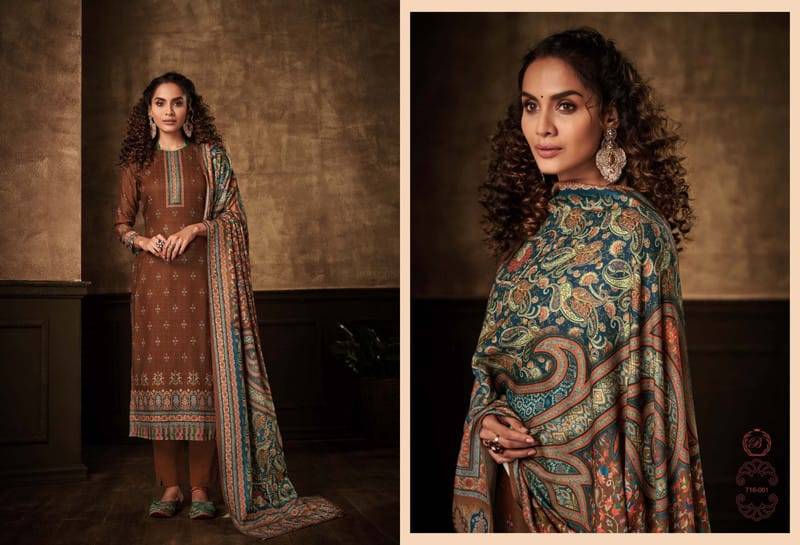 Minakari By Belliza 716-001 To 716-008 Series Beautiful Festive Suits Stylish Fancy Colorful Casual Wear & Ethnic Wear Pure Pashmina Print Dresses At Wholesale Price