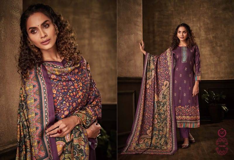 Minakari By Belliza 716-001 To 716-008 Series Beautiful Festive Suits Stylish Fancy Colorful Casual Wear & Ethnic Wear Pure Pashmina Print Dresses At Wholesale Price