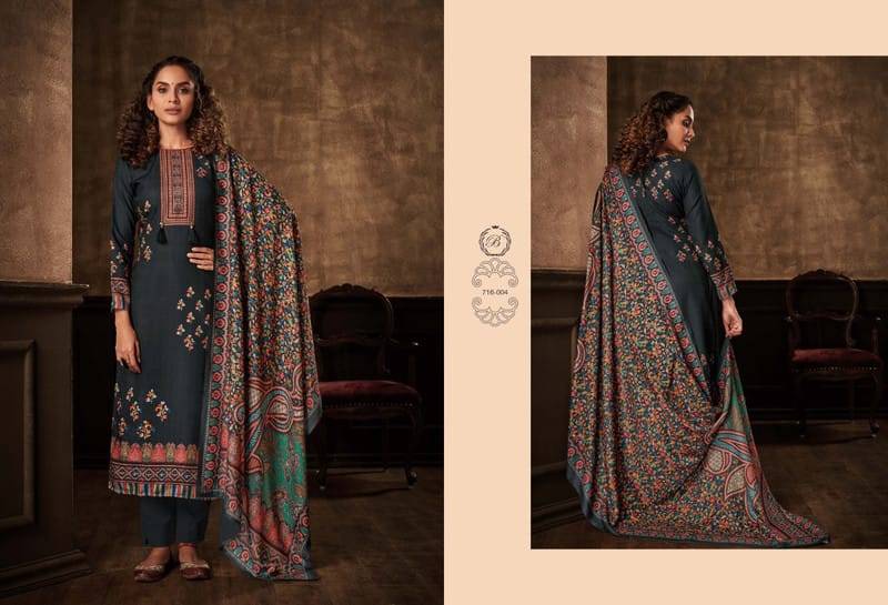 Minakari By Belliza 716-001 To 716-008 Series Beautiful Festive Suits Stylish Fancy Colorful Casual Wear & Ethnic Wear Pure Pashmina Print Dresses At Wholesale Price