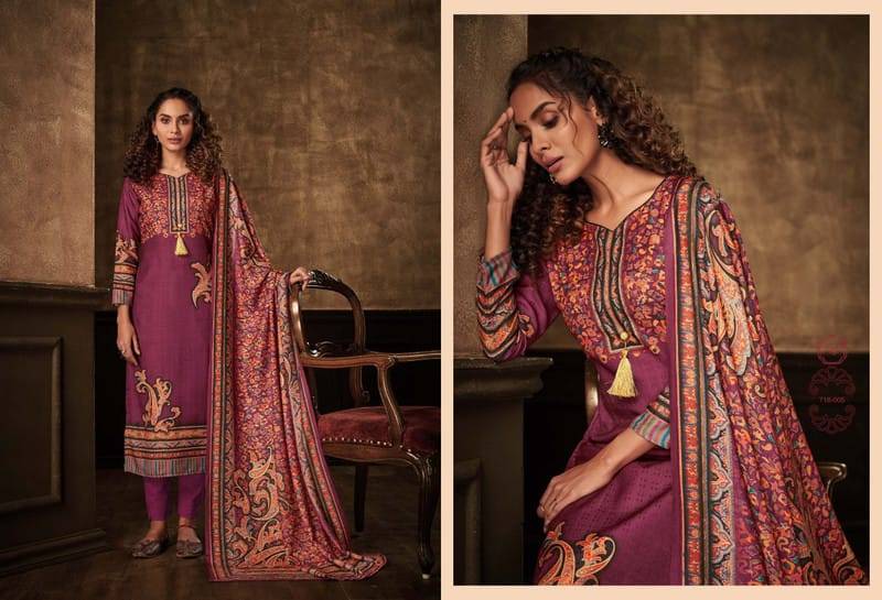 Minakari By Belliza 716-001 To 716-008 Series Beautiful Festive Suits Stylish Fancy Colorful Casual Wear & Ethnic Wear Pure Pashmina Print Dresses At Wholesale Price