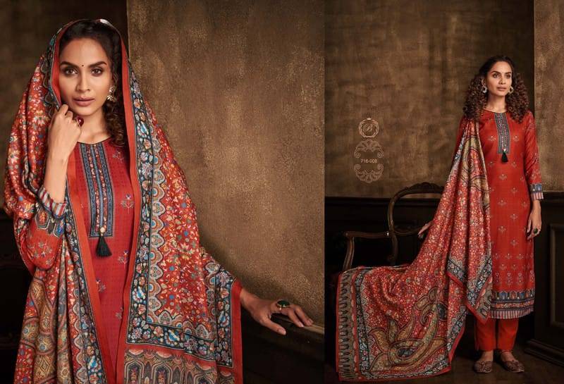 Minakari By Belliza 716-001 To 716-008 Series Beautiful Festive Suits Stylish Fancy Colorful Casual Wear & Ethnic Wear Pure Pashmina Print Dresses At Wholesale Price