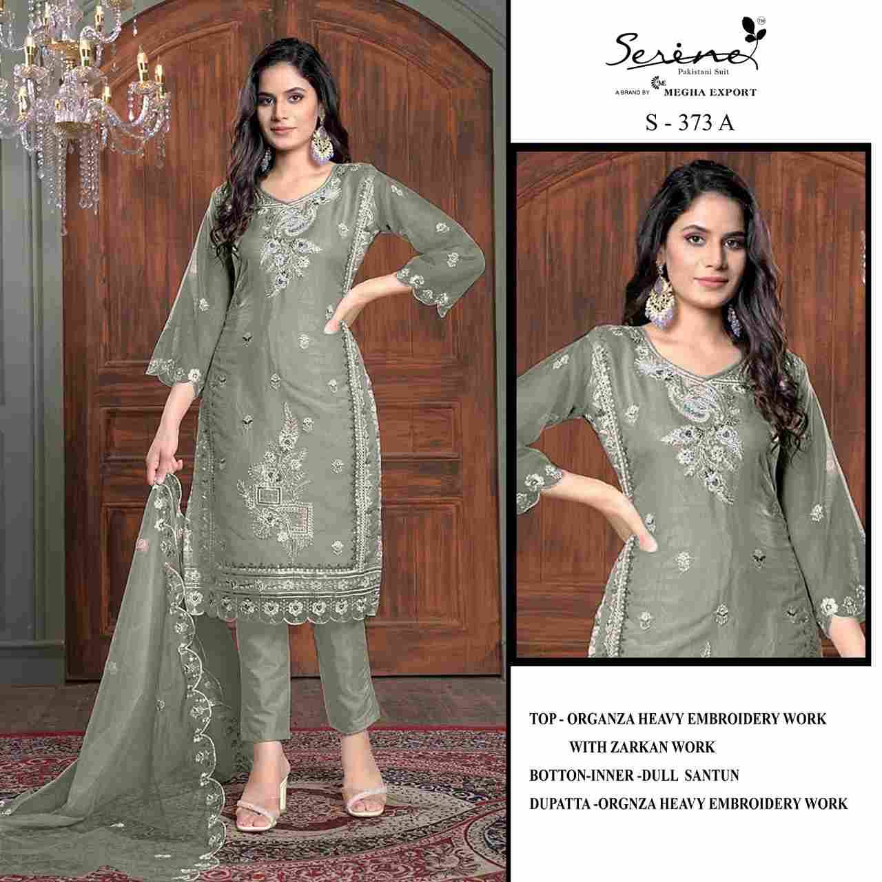 Serene Hit Design S-373 Colours By Serene S-373-A To S-373-D Series Designer Pakistani Suits Beautiful Fancy Colorful Stylish Party Wear & Occasional Wear Organza Embroidered Dresses At Wholesale Price