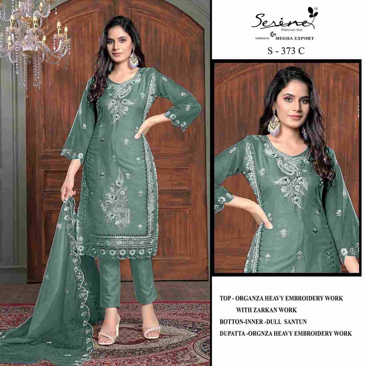 Serene Hit Design S-373 Colours By Serene S-373-A To S-373-D Series Designer Pakistani Suits Beautiful Fancy Colorful Stylish Party Wear & Occasional Wear Organza Embroidered Dresses At Wholesale Price