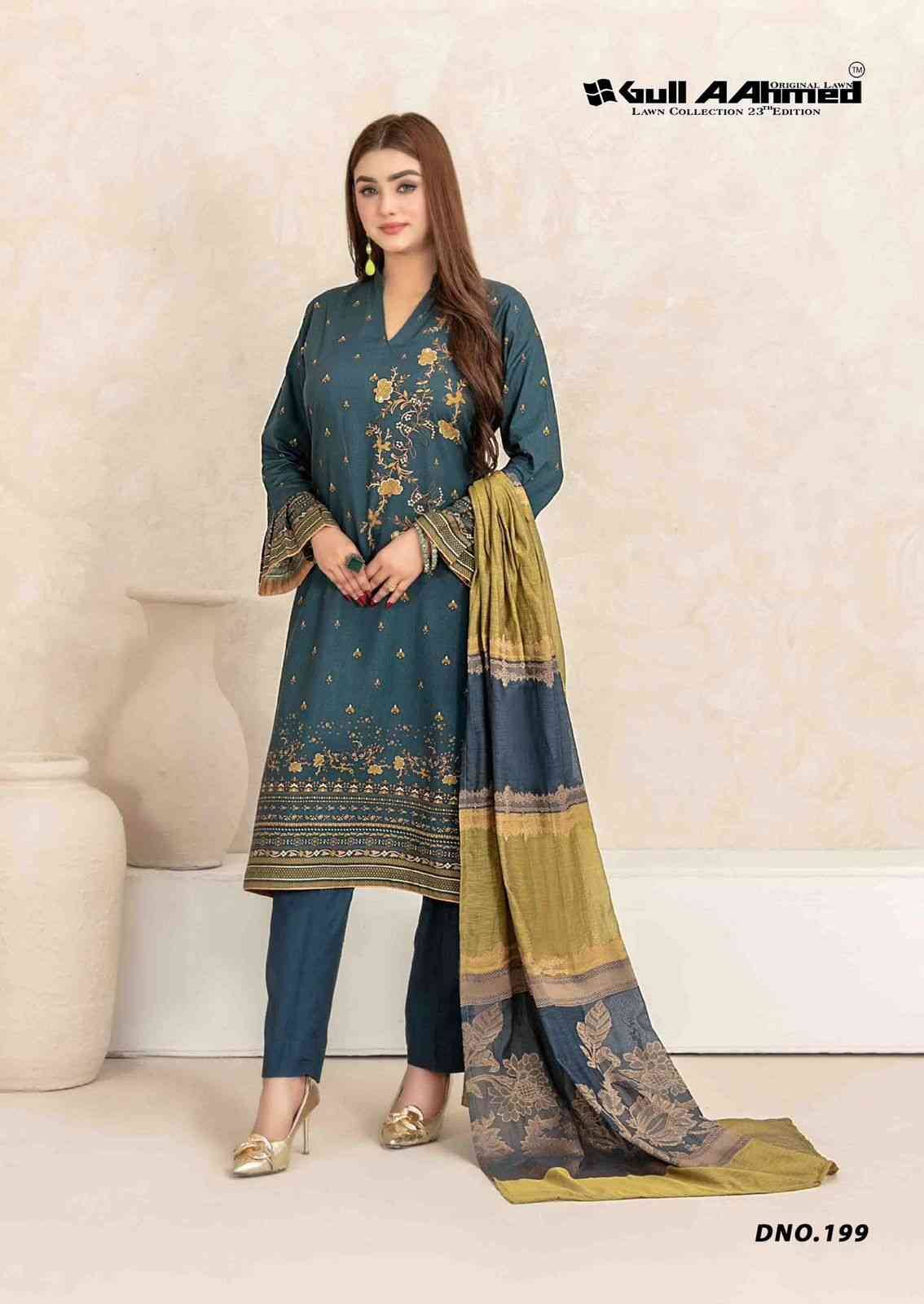 Gull Aahmed Lawn Collection Vol-23 By Gull Aahmed 197 To 202 Series Beautiful Festive Suits Stylish Fancy Colorful Casual Wear & Ethnic Wear Pure Lawn Dresses At Wholesale Price