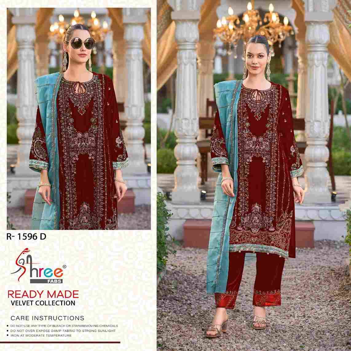 Shree Fabs Hit Design R-1596 Colours By Shree Fabs R-1596-A To R-1596-D Series Beautiful Pakistani Suits Stylish Fancy Colorful Party Wear & Occasional Wear Velvet Embroidered Dresses At Wholesale Price