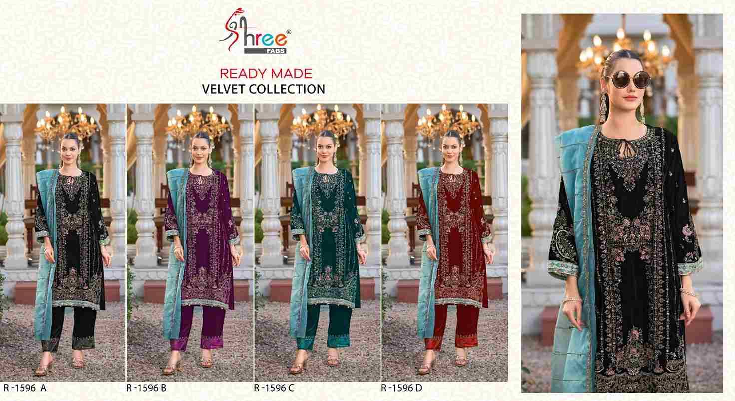 Shree Fabs Hit Design R-1596 Colours By Shree Fabs R-1596-A To R-1596-D Series Beautiful Pakistani Suits Stylish Fancy Colorful Party Wear & Occasional Wear Velvet Embroidered Dresses At Wholesale Price