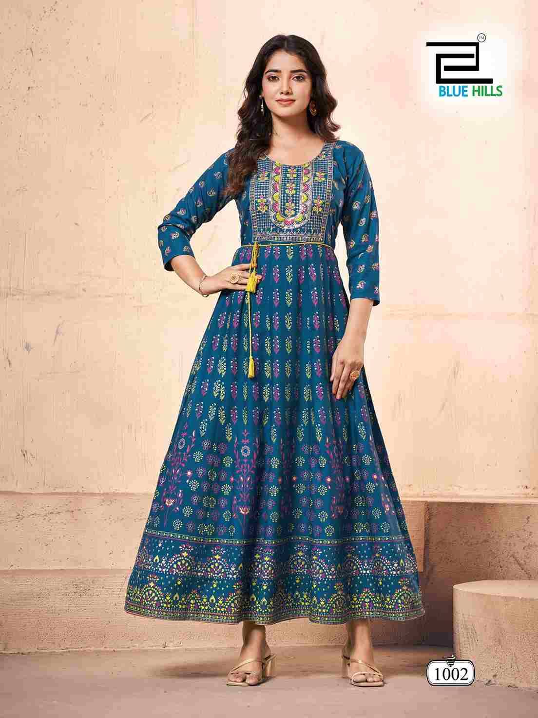 Festival Pro Max By Blue Hills 1001 To 1008 Series Designer Stylish Fancy Colorful Beautiful Party Wear & Ethnic Wear Collection Rayon Foil Gown At Wholesale Price