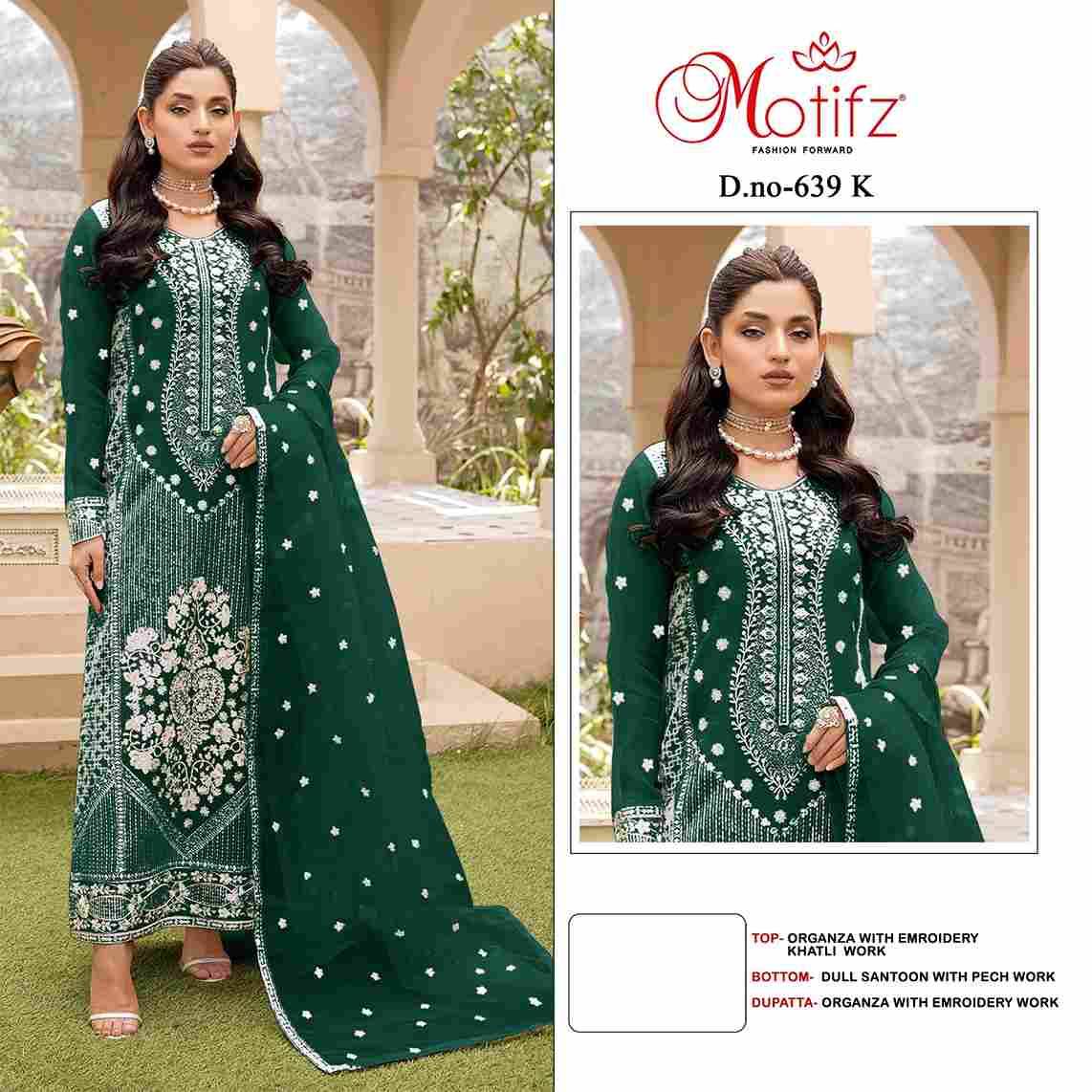 Motifz Hit Design 639 Colours Vol-4 By Motifz 639-K To 639-N Series Beautiful Pakistani Suits Colorful Stylish Fancy Casual Wear & Ethnic Wear Organza Dresses At Wholesale Price