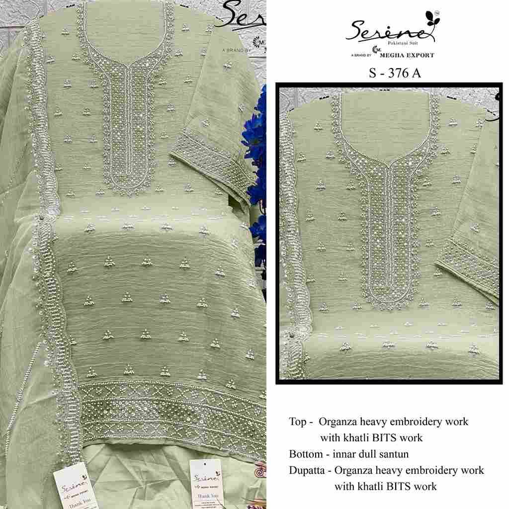 Serene Hit Design S-376 Colours By Serene S-376-A To S-376-D Series Designer Pakistani Suits Beautiful Fancy Colorful Stylish Party Wear & Occasional Wear Organza Embroidered Dresses At Wholesale Price