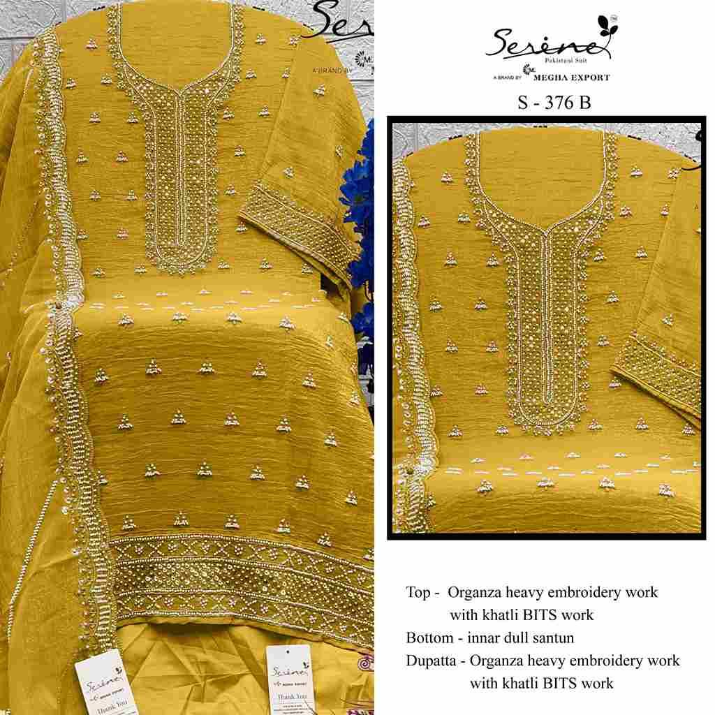 Serene Hit Design S-376 Colours By Serene S-376-A To S-376-D Series Designer Pakistani Suits Beautiful Fancy Colorful Stylish Party Wear & Occasional Wear Organza Embroidered Dresses At Wholesale Price